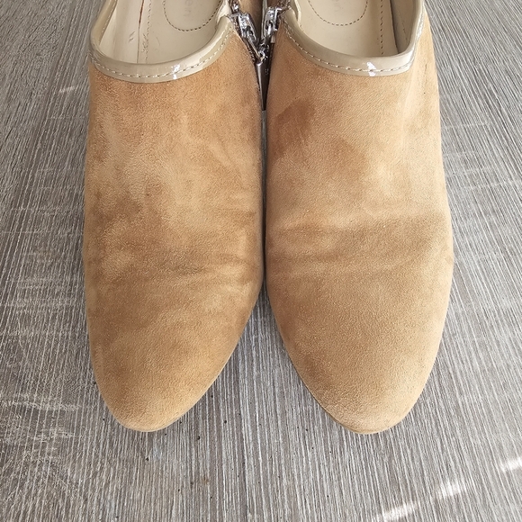 Calvin Klein Brown Suede Ankle Boots 8.5 M - Pointed Toe Booties Leather Chic - Picture 2 of 8